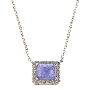 Colleen Lopez Sterling Silver Cushion Tanzanite Necklace, 18"