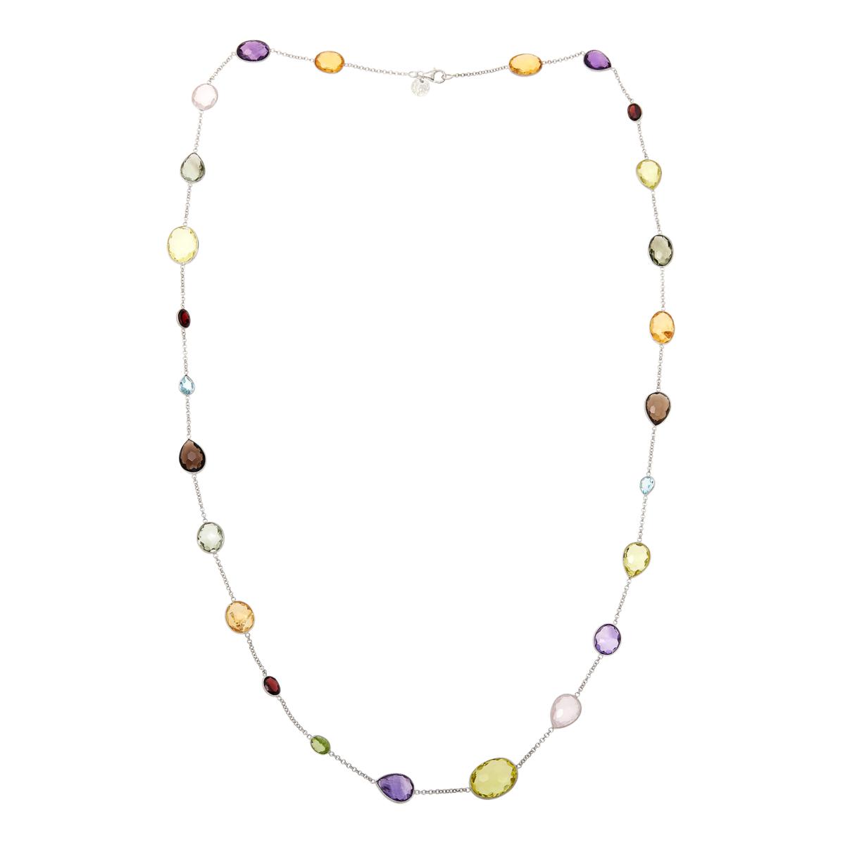 Colleen Lopez Sterling Siver Multicolor Gemstone Station Wrap Necklace, 34"