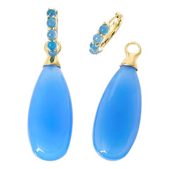 Rarities Sterling Silver Gold-clad Blue Chalcedony Drop Earrings, 2"