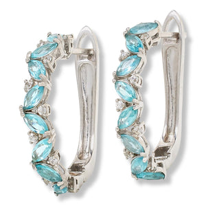 Colleen Lopez Sterling Silver Blue Apatite & Zircon Hoop Earrings – 2.52CTW