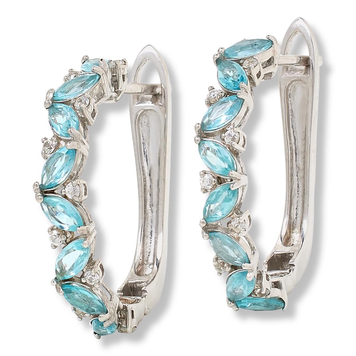 Colleen Lopez Sterling Silver Blue Apatite & Zircon Hoop Earrings – 2.52CTW