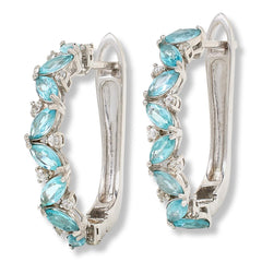 Colleen Lopez Sterling Silver Blue Apatite & Zircon Hoop Earrings – 2.52CTW