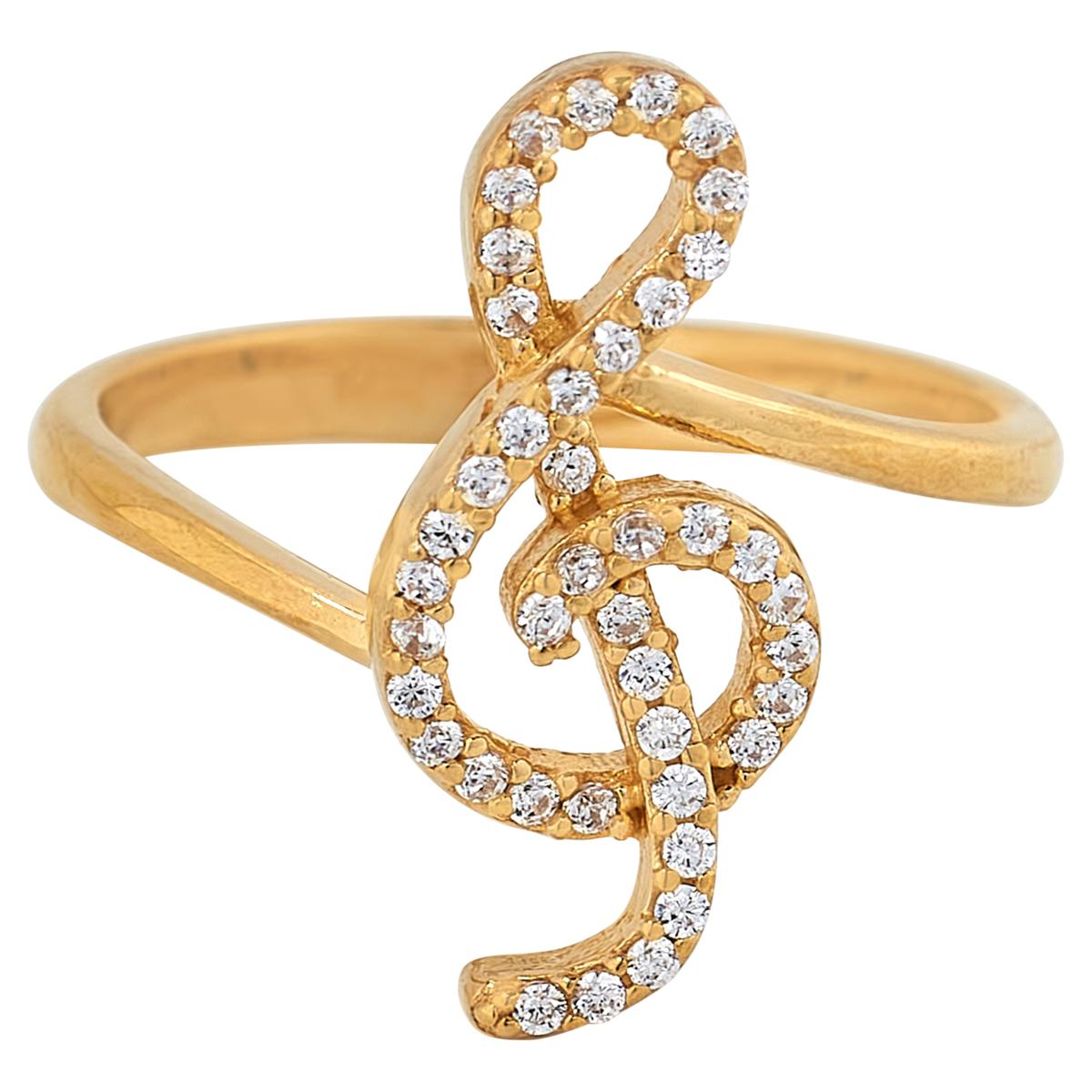 Absolute x Katharine McPhee Sterling Silver 0.21ctw Pave Treble Clef Ring, Size 7
