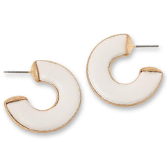 Marla Wynne Goldtone Faux Cream Leather Hoop Earrings