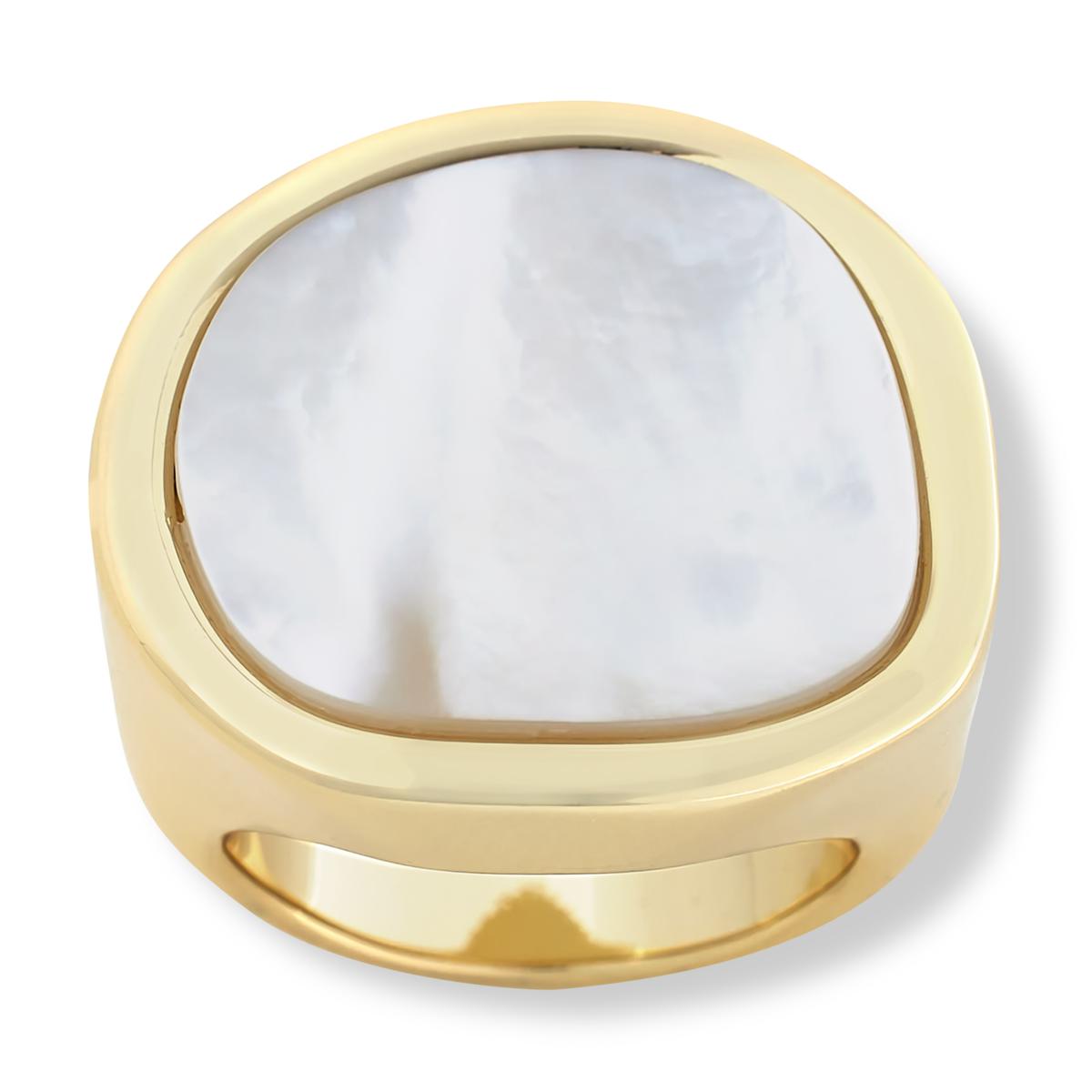 Connie Craig Carroll Jewelry Goldtone Eve MoP Shell Solitaire Ring, Size 8