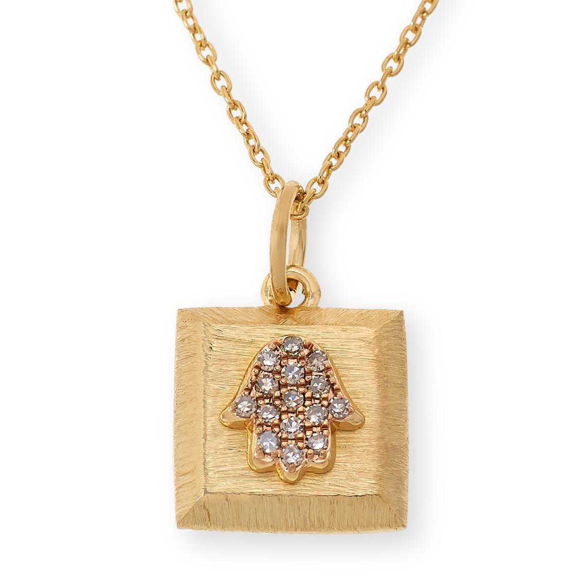 Colleen Lopez Sterling Silver 1/6ctw Diamond Pavé Hamsa Diamond Pendant Necklace,