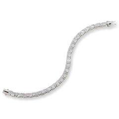 Absolute Sterling Silver Magic Magnet Clasp Trilliant-cut Line Bracelet, 7"