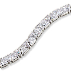 Absolute Sterling Silver Magic Magnet Clasp Trilliant-cut Line Bracelet, 7"