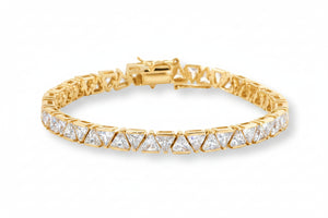 Absolute Sterling Silver Goldclad Magic Magnet Clasp Trilliant-shape Line Bracelet, 8"