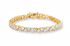 Absolute Sterling Silver Goldclad Magic Magnet Clasp Trilliant-shape Line Bracelet, 8"