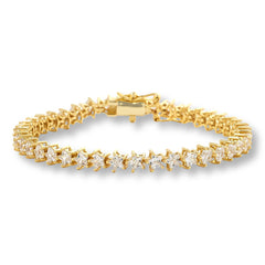 Absolute Sterling Silver Goldclad Magic Magnet Clasp Star-cut Line Bracelet, 7-3/4"
