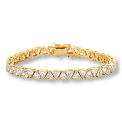 Absolute Sterling Silver Goldclad Magic Magnet Clasp Trilliant-cut Line Bracelet, 8"