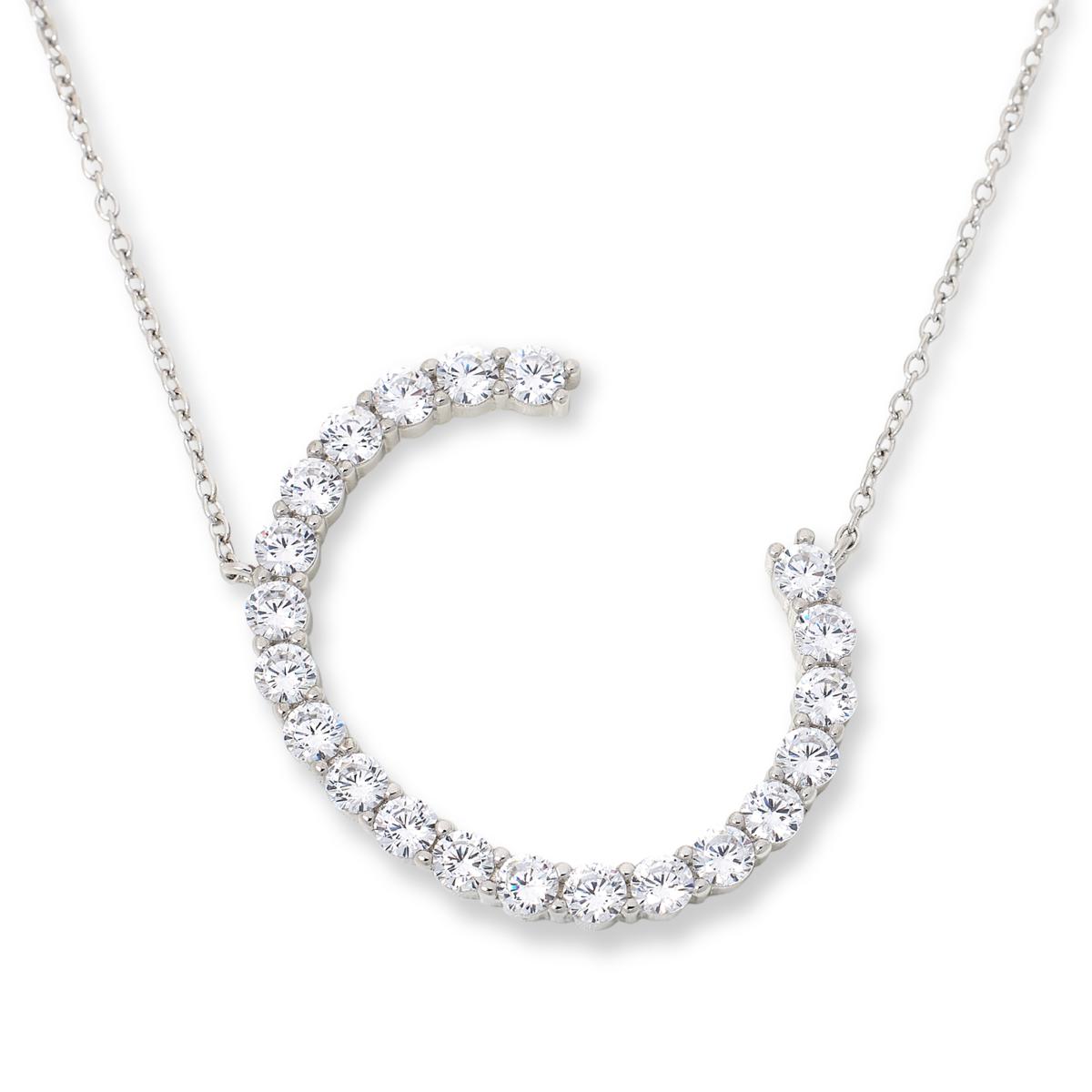 Absolute Sterling Silver PavÃƒÂ© Initial "C" Necklace, 18"