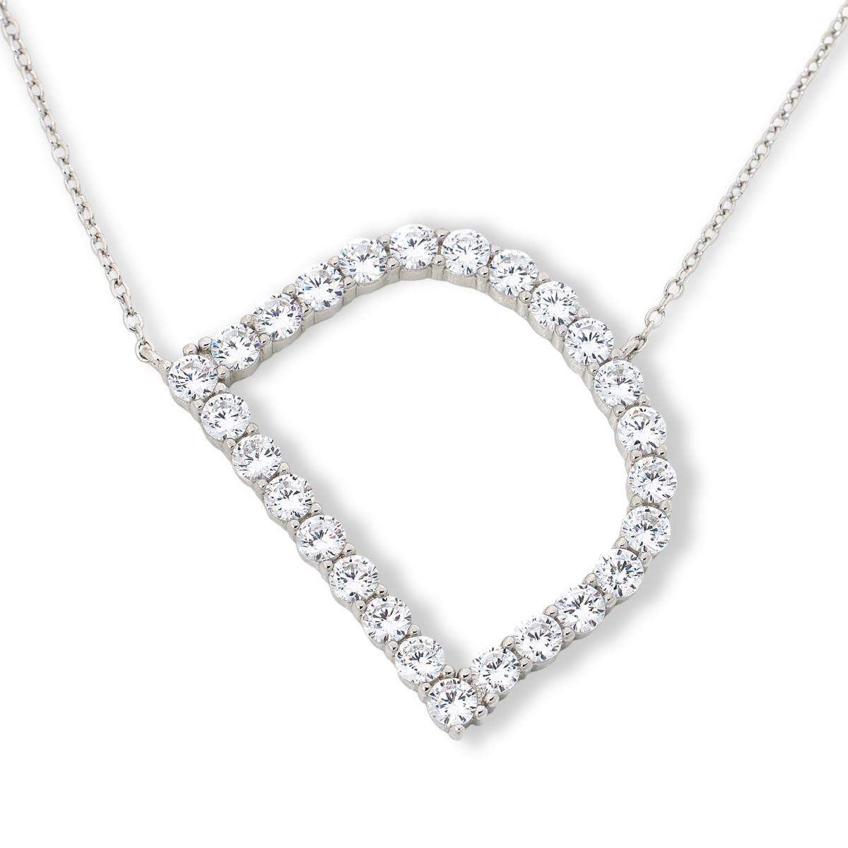 Absolute Sterling Silver PavÃƒÂ© Initial "D" Necklace, 18"