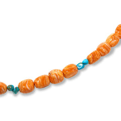 Jay King Sterling Silver Orange Spiny Oyster Shell & Turquoise Bead Necklace, 36"