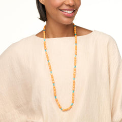 Jay King Sterling Silver Orange Spiny Oyster Shell & Turquoise Bead Necklace, 36"