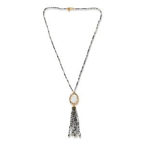 Colleen Lopez Sterling Silver Goldclad Moonstone Bead Tassel Drop Necklace, 28"