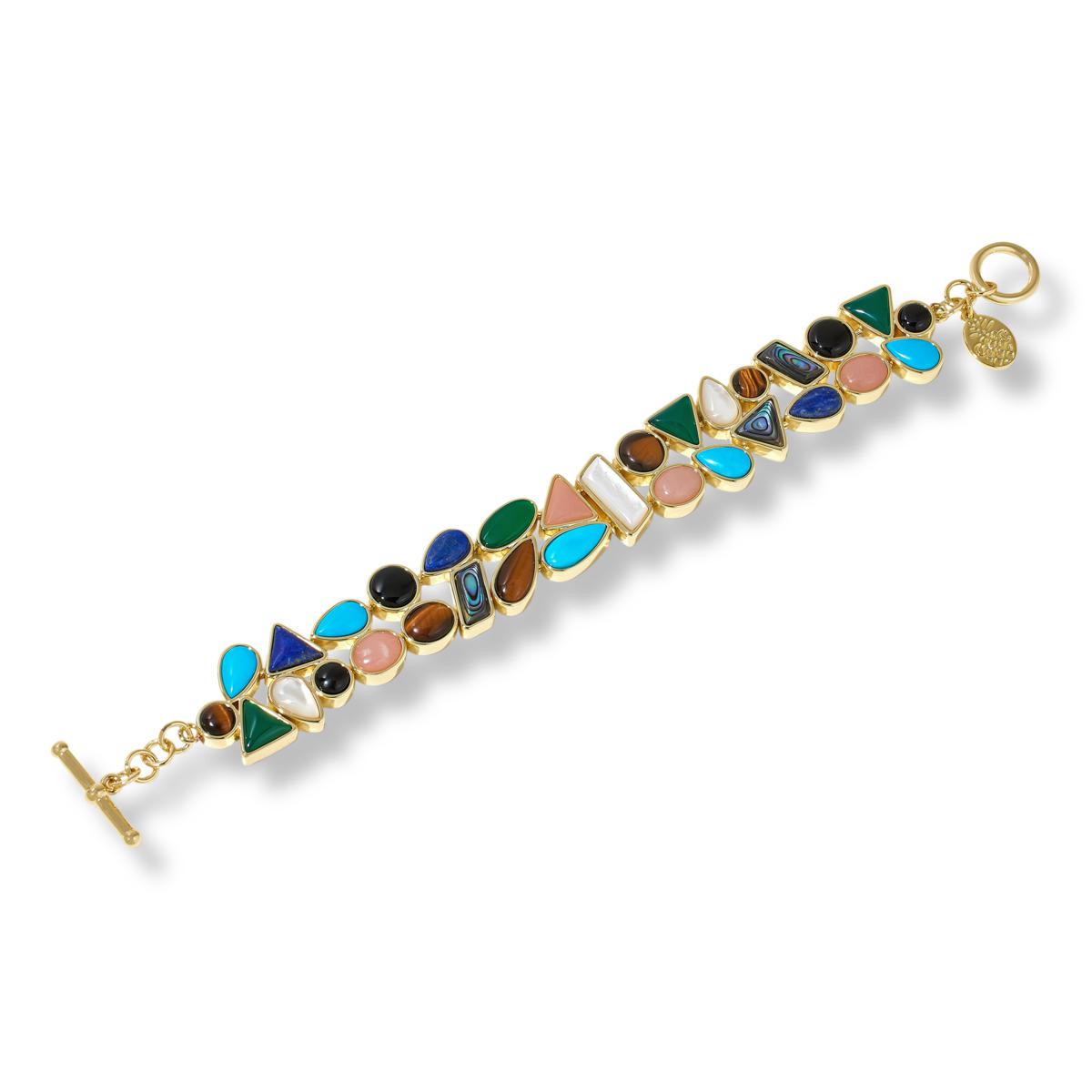Connie Craig Carrol Goldtone Multigemstone Bracelet, 7-1/4"