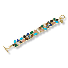 Connie Craig Carrol Goldtone Multigemstone Bracelet, 7-1/4"