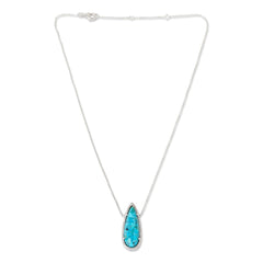 Colleen Lopez Sterling Silver Composite Turquoise & White Zircon Pear Halo Necklace, 18"