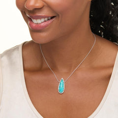 Colleen Lopez Sterling Silver Composite Turquoise & White Zircon Pear Halo Necklace, 18"