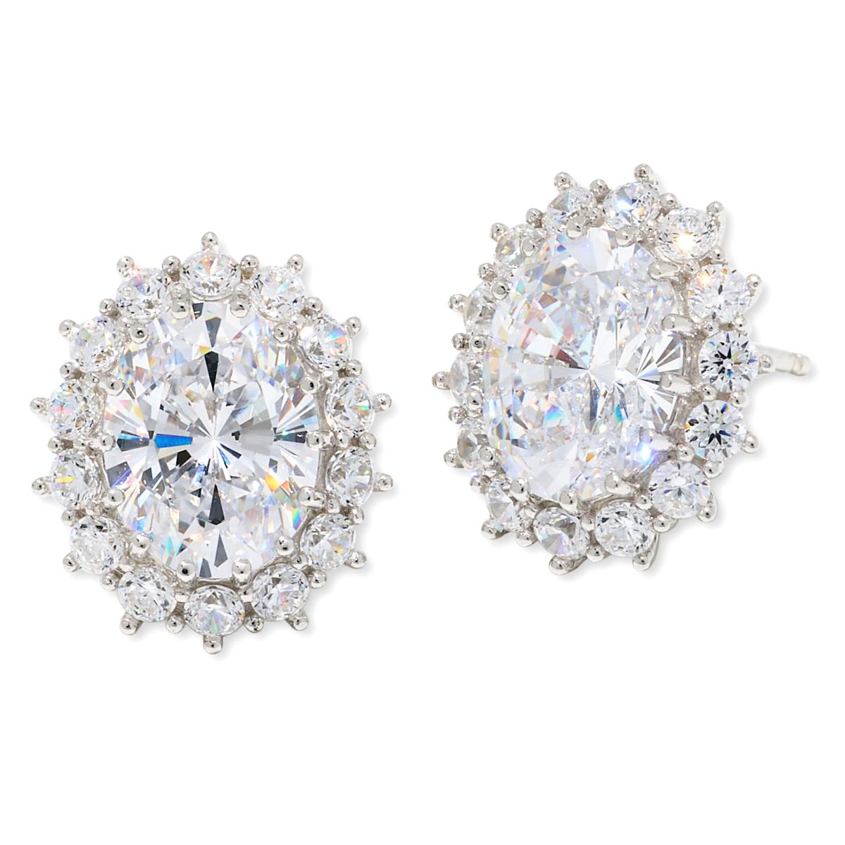 Absolute Sterling Silver 7.78ctw Colorful Oval Halo Stud Earrings
