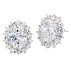 Absolute Sterling Silver 7.78ctw Colorful Oval Halo Stud Earrings