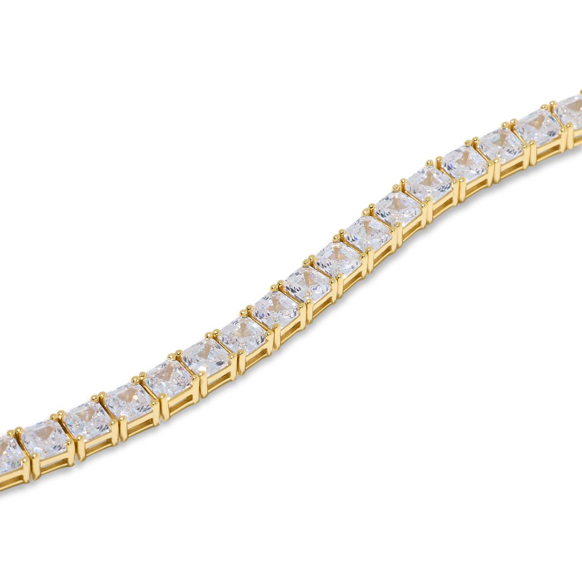 Absolute Sterling Silver 4mm Asscher-Cut Tennis Bracelet, 7"