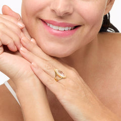 Herkimer Mines Sterling Silver Goldclad "Diamond" Quartz Marquise Briolette Ring, Size 8