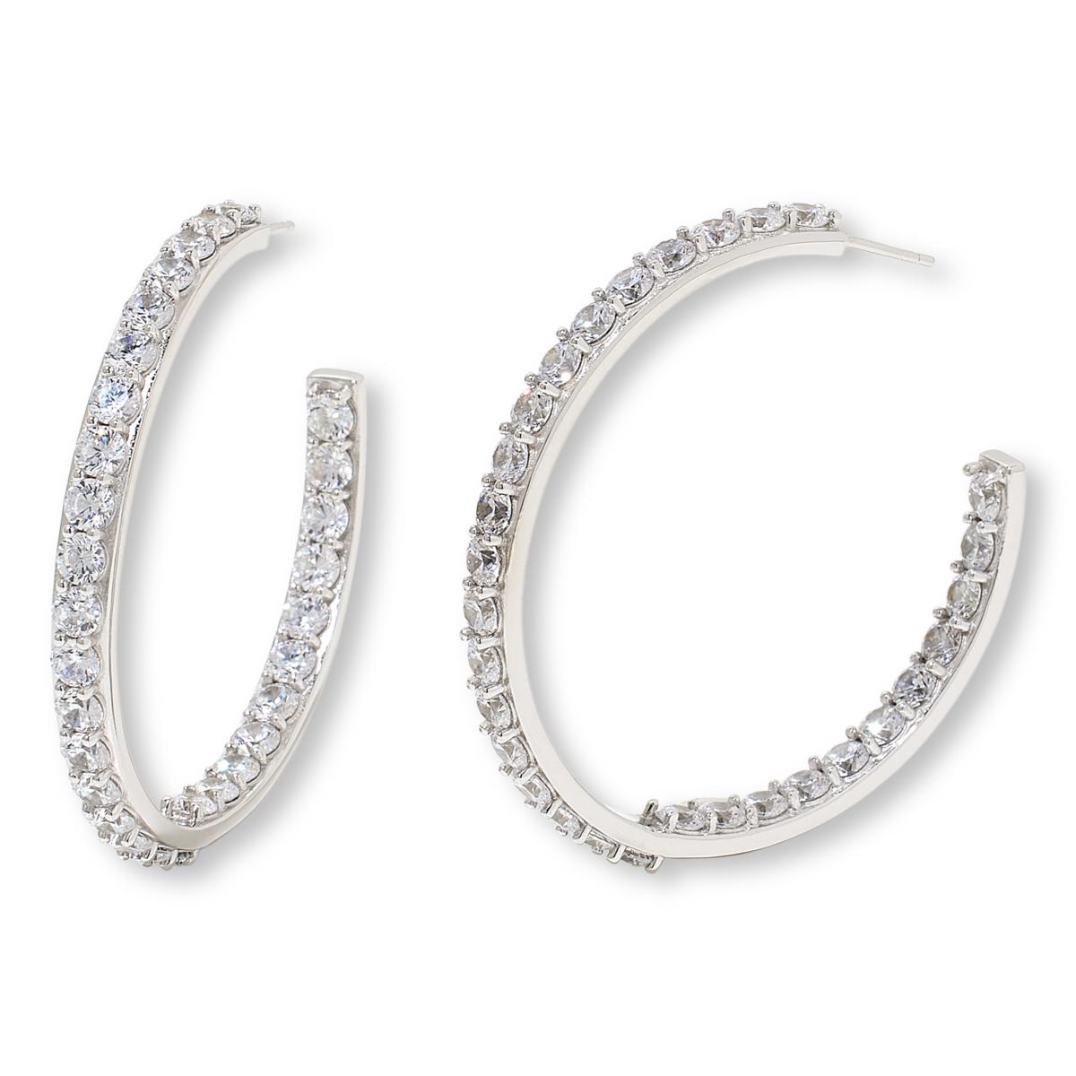 Absolute Sterling Silver 25.80ctw  Inside-Outside Hoop Earrings, 2"