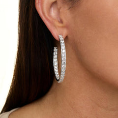 Absolute Sterling Silver 25.80ctw  Inside-Outside Hoop Earrings, 2"