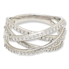 Absolute x Katharine McPhee Sterling Silver 1.10ctw PavÃ© Crossover Ring, Size 6