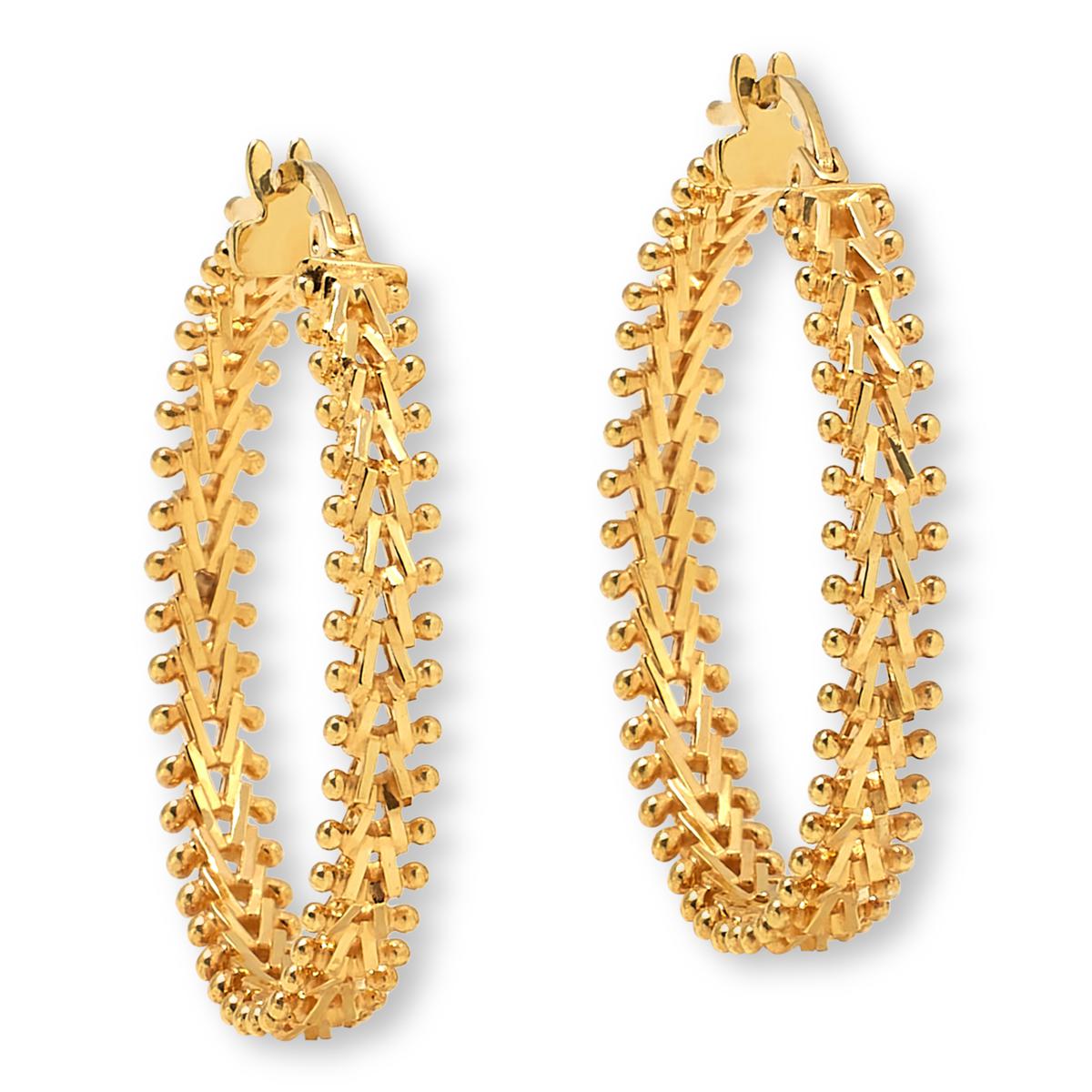 Imperial Silver Sterling Silver Goldclad Diamond-Cut 2-Row Wheat Hoop Earrings