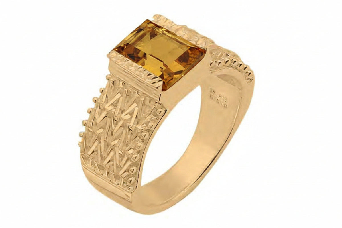 Imperial Silver Sterling Silver Goldclad Citrine Wheat Chain Solitaire Ring, Size 7