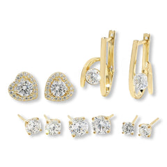 Absolute Sterling Silver Goldclad 8.71ctw Boxed Stud & Hoop Earrings 5pc Set