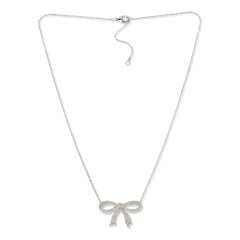 Colleen Lopez Sterling Silver Pave Diamond Bow Pendant Necklace, 18"