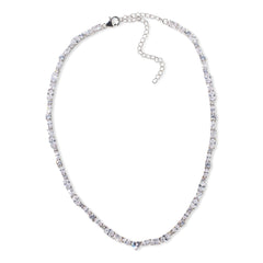 Absolute Sterling Silver Simulated Diamond Mixed Cut Tennis Necklace