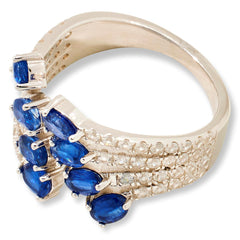 Colleen Lopez Sterling Silver Kyanite & White Zircon Open-Shank Ring, Size 7