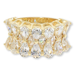 Absolute Sterling Silver Goldclad Couture Pear & Marquise Wide Band Ring, Size 6