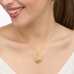 Rarities Sterling Silver Goldclad Champagne Diamond Inspirational "LOVE" Medallion Necklace, 16"