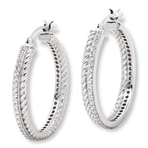 Absolute x Katharine McPhee Sterling Silver 2Row Pav Hoop Earrings