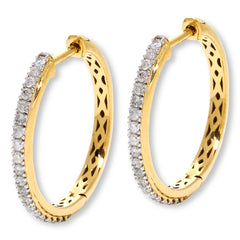 Rarities Sterling Silver Goldclad Diamond Hoop Earrings, 1/2"