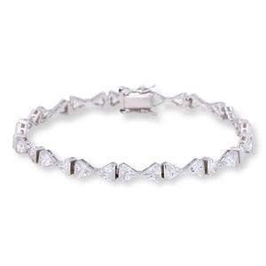 Absolute Sterling Silver Magnet Clasp Bow Design Line Bracelet, 8"