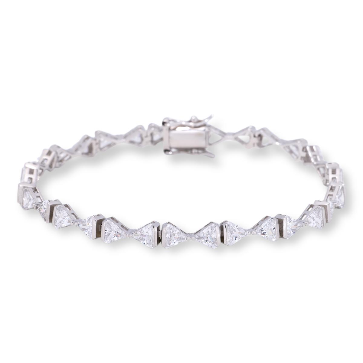 Absolute Sterling Silver Magnet Clasp Bow Design Line Bracelet, 8"