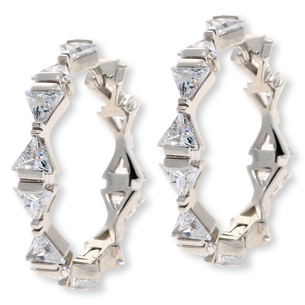 Absolute Sterling Silver Trillian cut Cubic Zirconia Hoop Earrings
