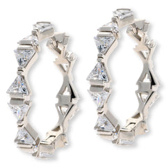 Absolute Sterling Silver Trillian cut Cubic Zirconia Hoop Earrings