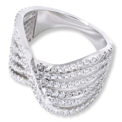 Absolute Sterling Silver 2.25ctw 6-Row Pav Wave Band Ring, Size 6