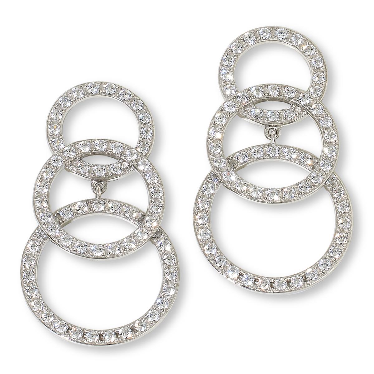 Absolute Sterling Silver 5.44ctw Triple Circle Drop Earrings,