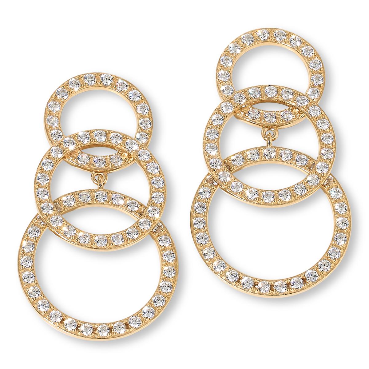 Absolute Sterling Silver Goldclad 5.44ctw Triple Circle Drop Earrings