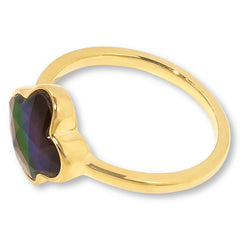 Canadian Ammolite Gems Ammolite Triplet Gold-Plated Clover-Shaped Ring, Size 7